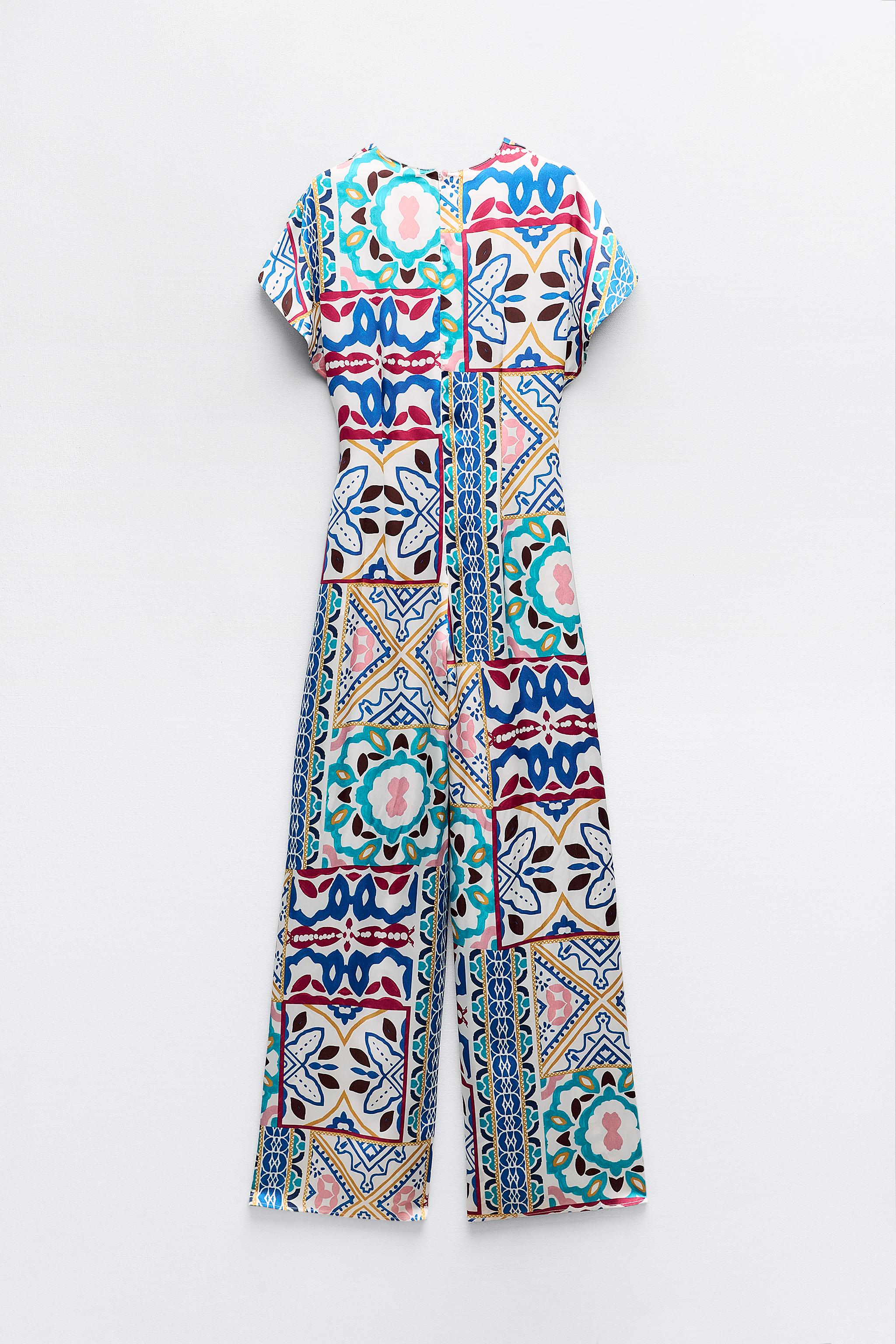 Zara printed jumpsuit sales dress