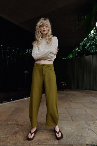 PANTALON BALLON AVEC LIN - Vert olive de Zara - Image 2