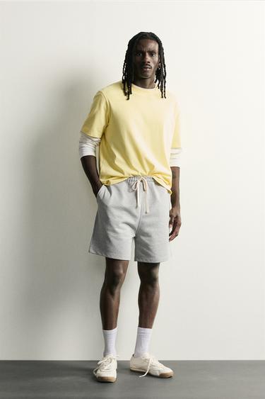 RELAXED FIT JOGGER BERMUDA SHORTS - Grey marl by Zara