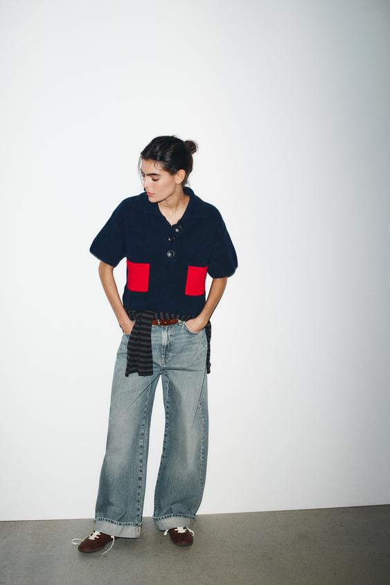 SHORT SLEEVE KNIT SWEATER