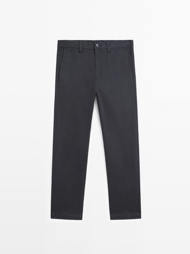 Zara Tapered fit micro textured trousers - Navy blue