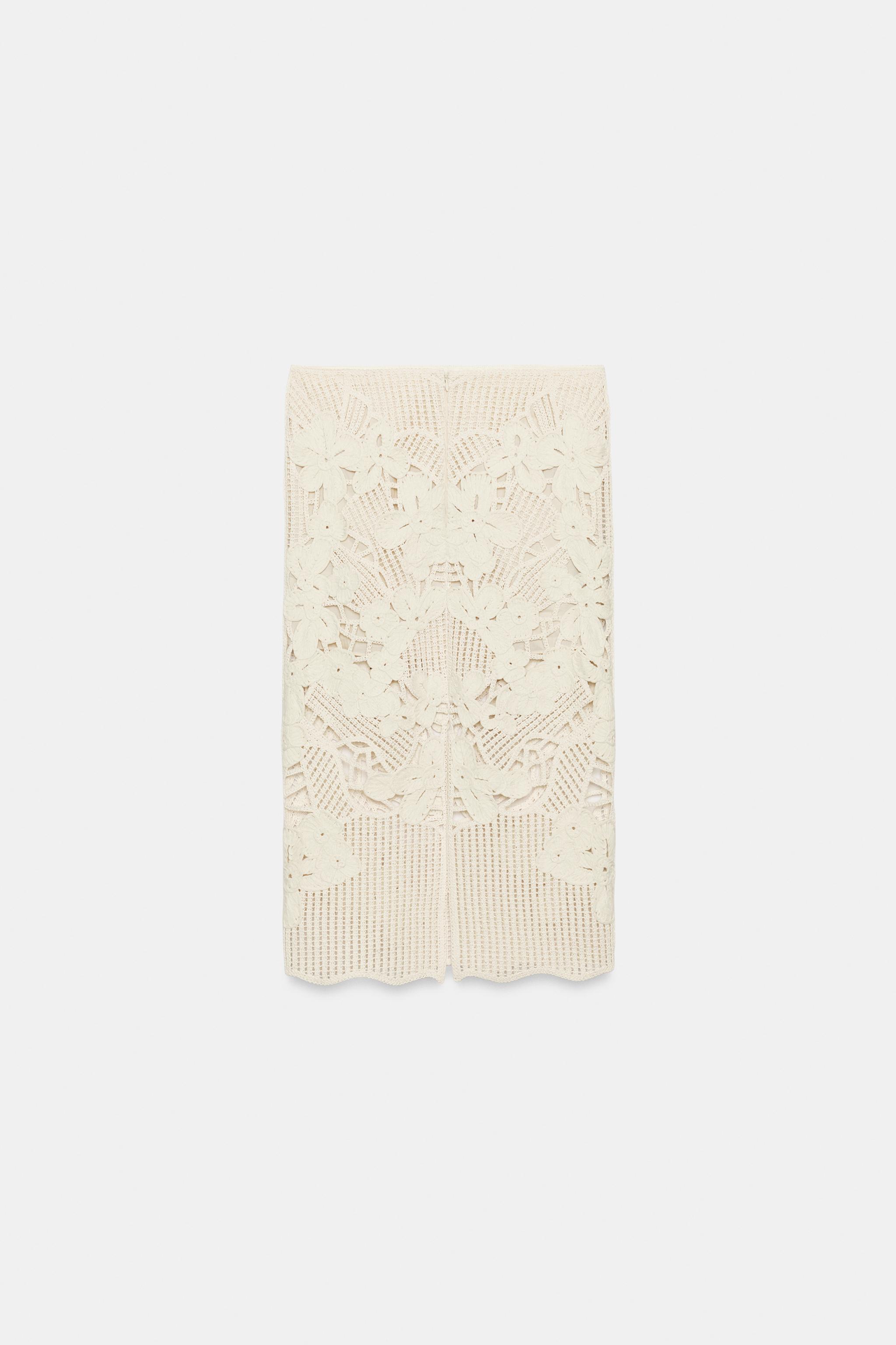 ZW COLLECTION CROCHET MIDI SKIRT - Ecru | ZARA United States