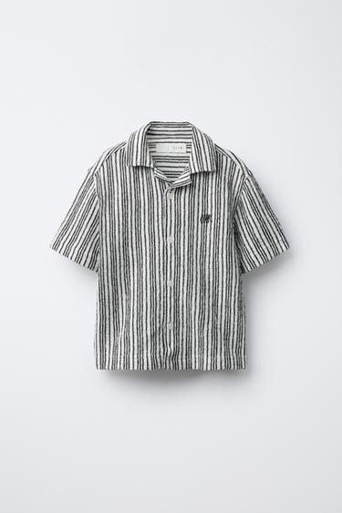 CAMISA BOWLING RÚSTICA RAYAS - Crudo de Zara - Imagen 0