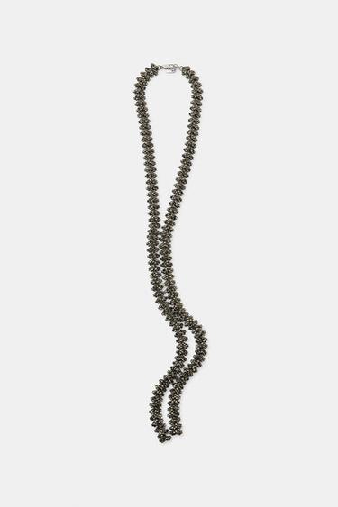 METALLIC SHIMMER TIE NECKLACE - Aged gold by Zara