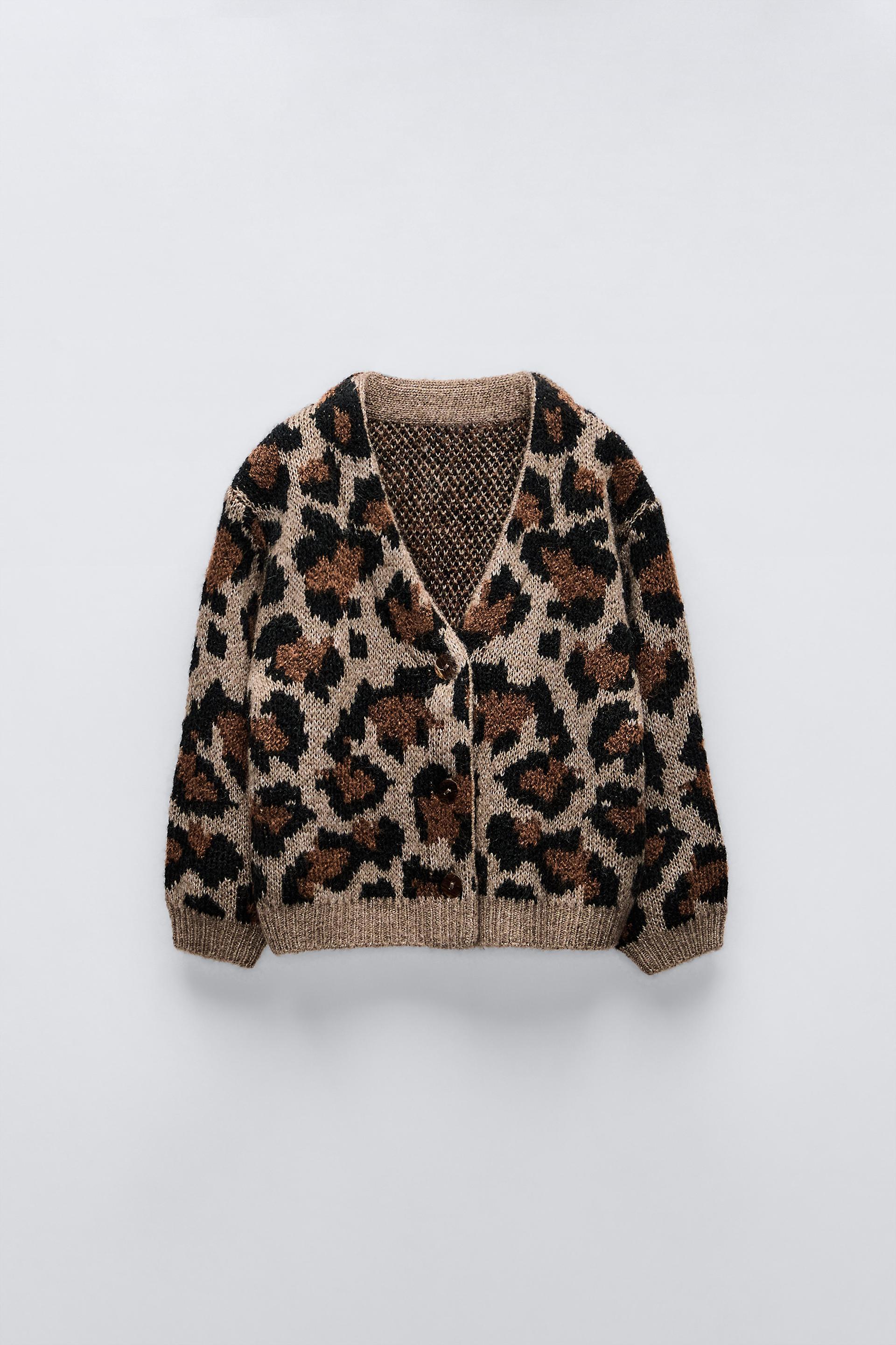 Girls leopard cardigan best sale