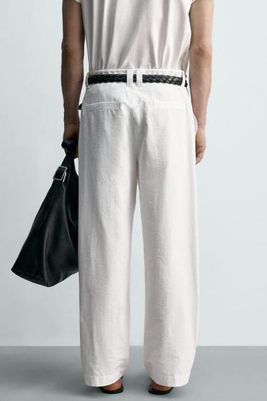 PANTALON COUPE LARGE À PLIS - Blanc de Zara - Image 2