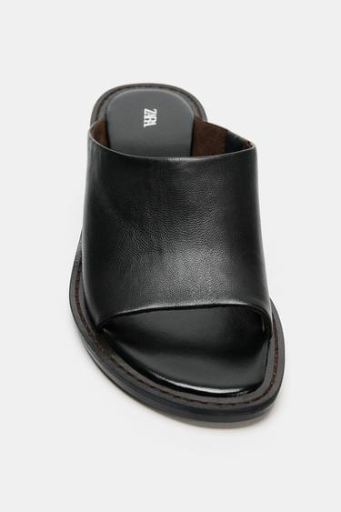 SANDALES EN CUIR MULE - Noir de Zara - Image 3
