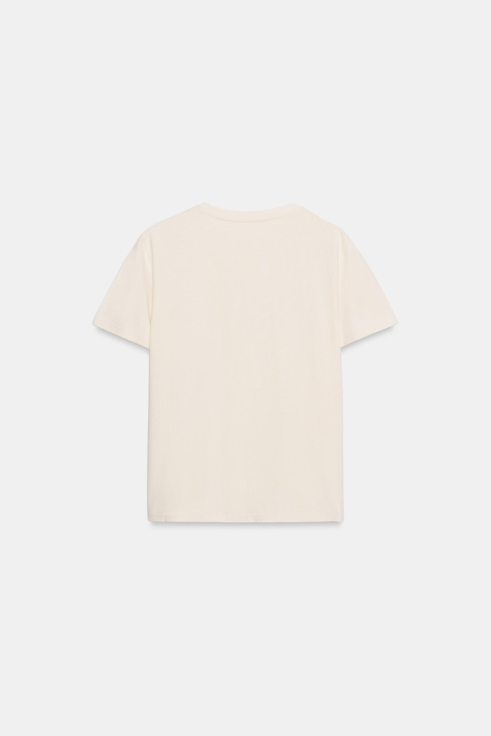 Zara RUSTİK PAMUKLU T-SHIRT görsel 6