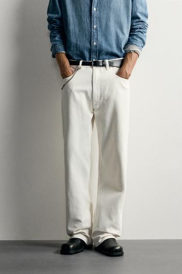 LOOSE FIT JEANS - Oyster-white by Zara