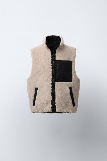 REVERSIBLE FAUX SHEARLING WAISTCOAT - Ecru by Zara