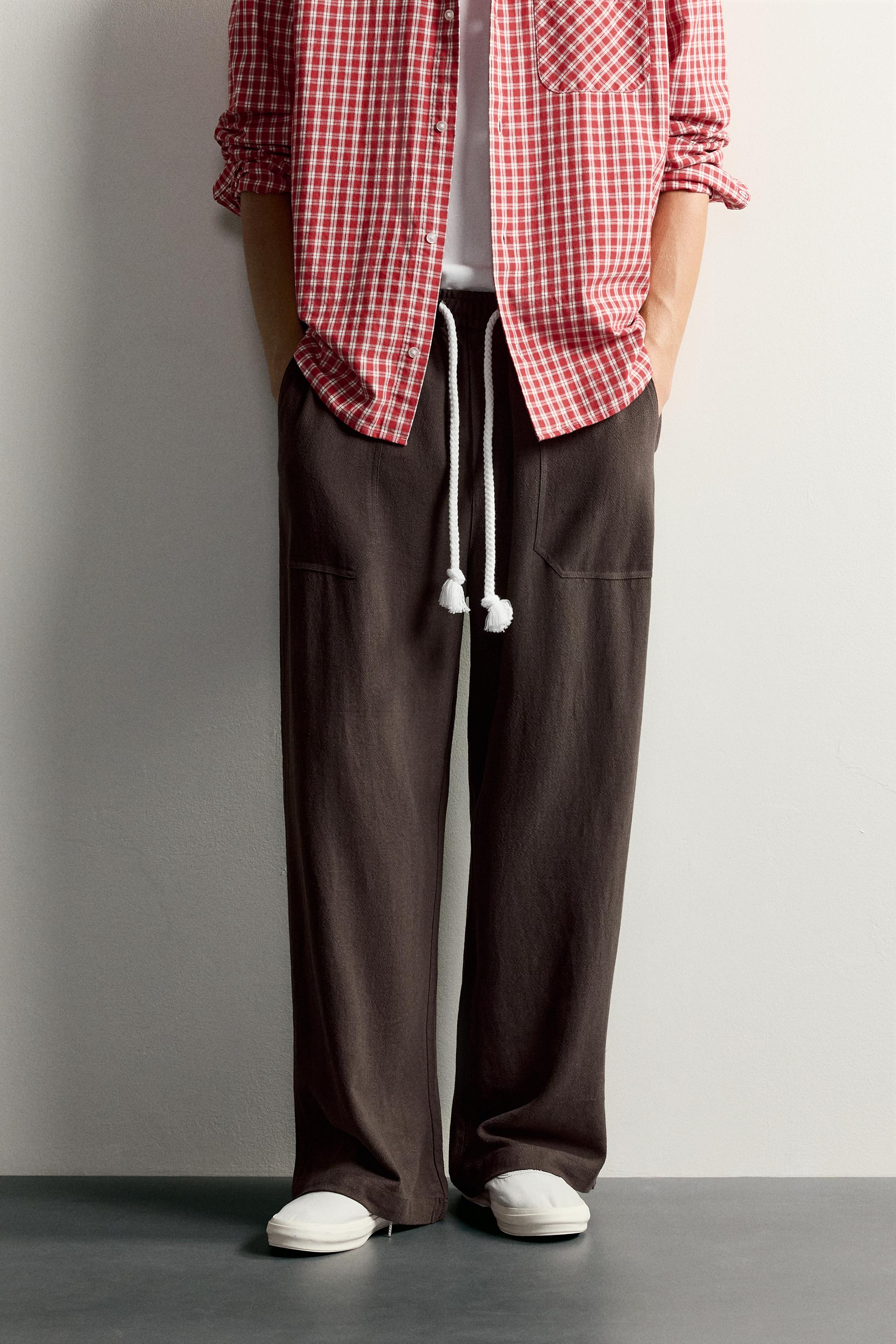 VISCOSE-LINEN RELAXED-FIT PANTS