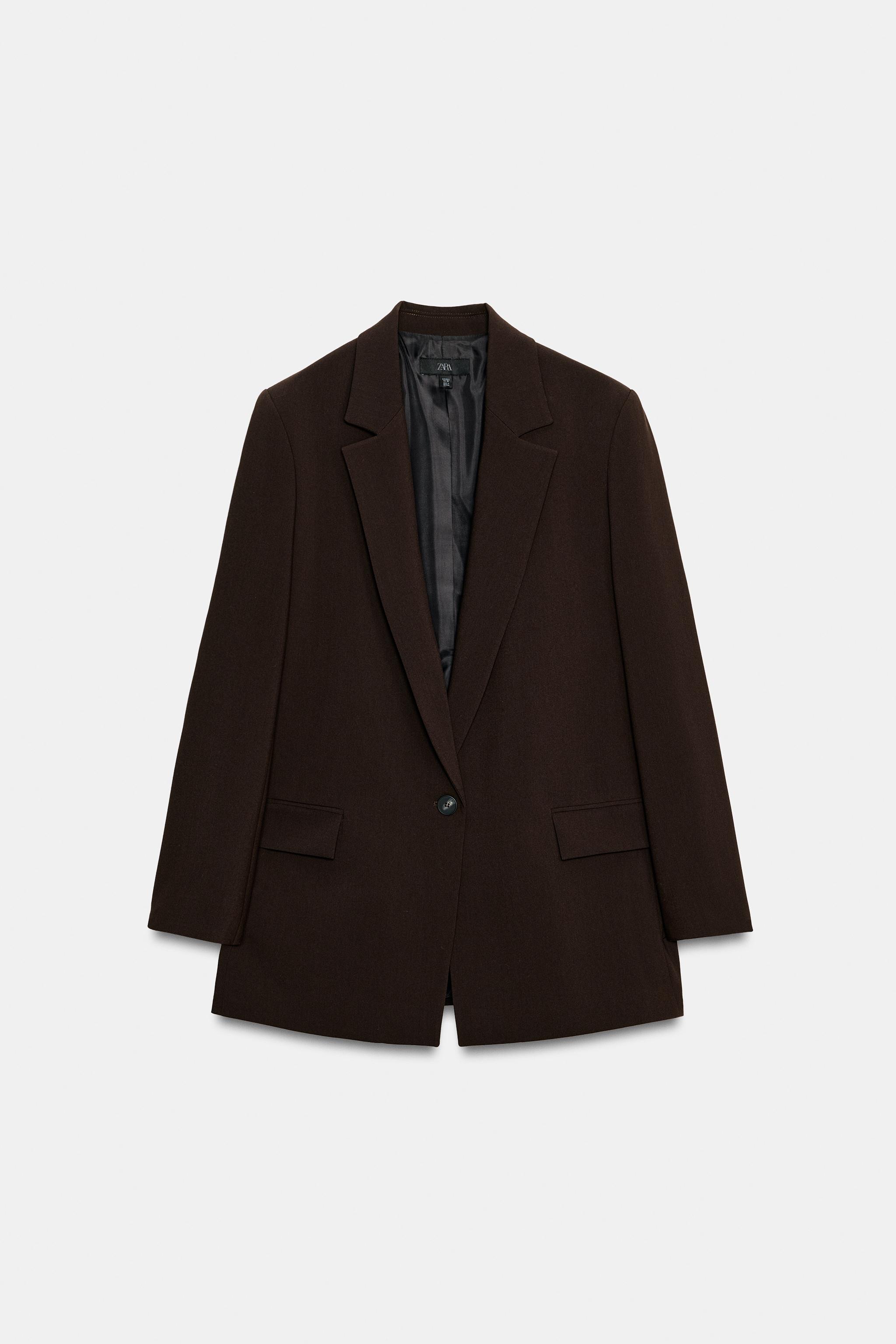 ZARA スクエアカットブレザー BLAZER COM BOTÃO - Marrom | ZARA Brasil