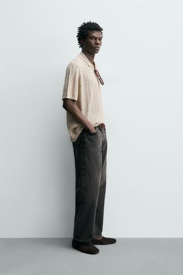 POLO EN MAILLE CANNELÉE - Écru de Zara - Image 3