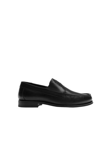 LEATHER DECK SHOES - Black by Zara