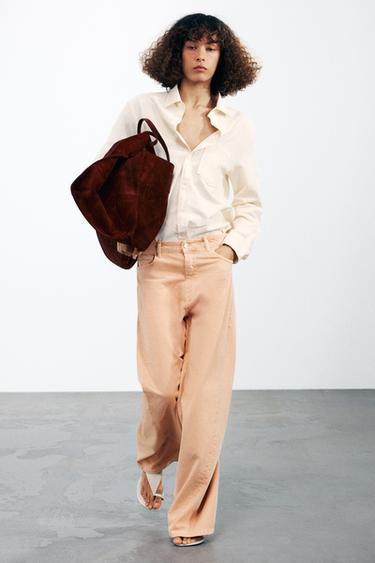 JEANS ZW COLLECTION WIDE LEG TIRO ALTO - Naranja de Zara