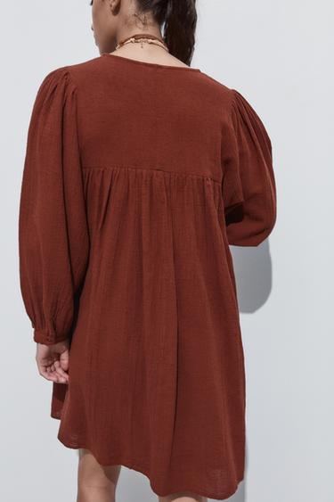 ROBE COURTE BRODÉE - Terracota de Zara - Image 3