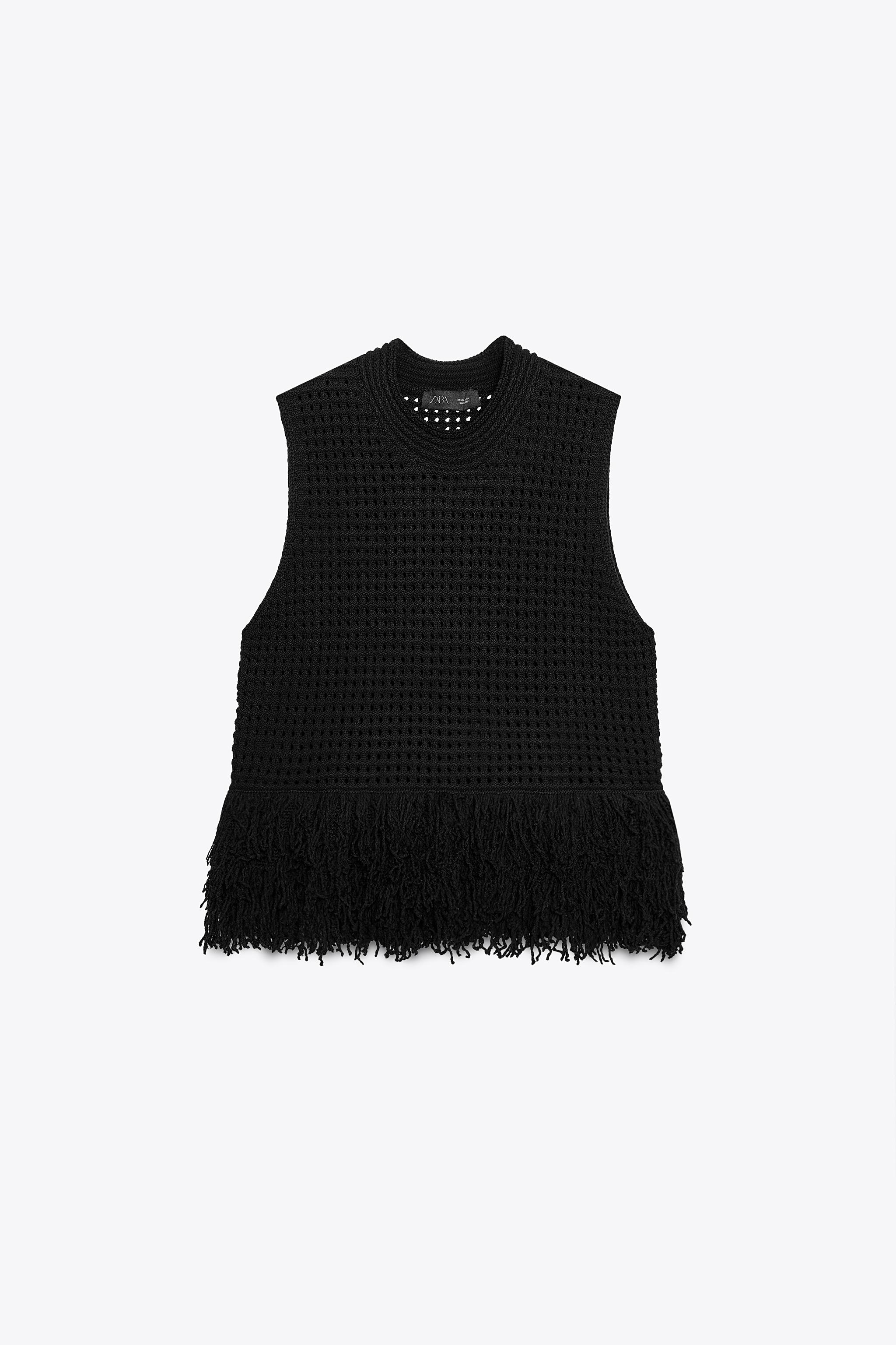MaCO フリンジデザイン 黒ベスト トップス セール】フリンジ 柄編みベスト（ベスト）｜FREAK'S STORE