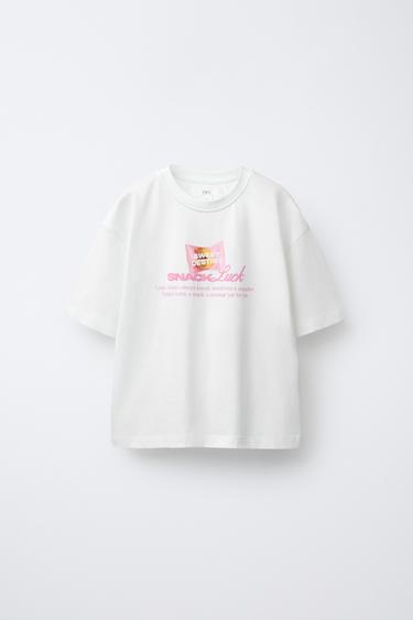 T-SHIRT WITH RAISED SLOGAN - White by Zara