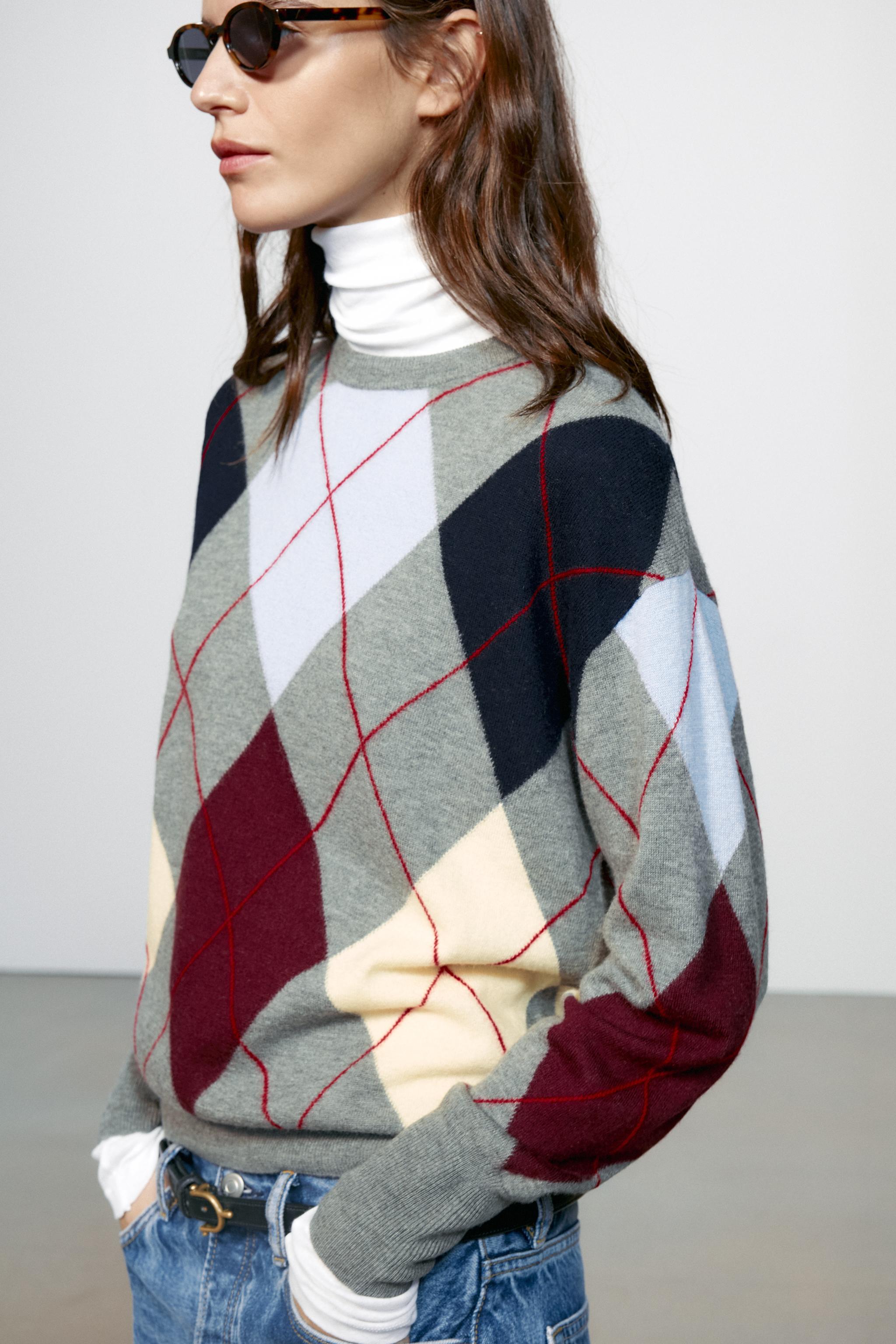 EXTRA-SOFT 100% WOOL ARGYLE JUMPER