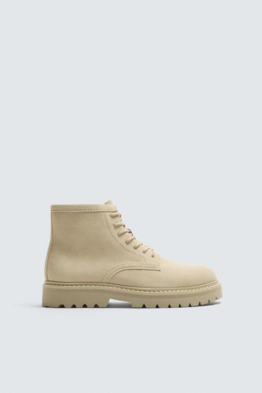 BOTA CORDONES PIEL - Blanco Crudo de Zara