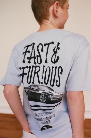 Zara FAST & FURIOUS © PRINT T-SHIRT - Blue / Gray