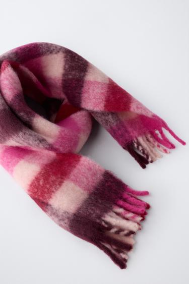 ÉCHARPE EN MAILLE À CARREAUX - Bordeaux de Zara - Image 2