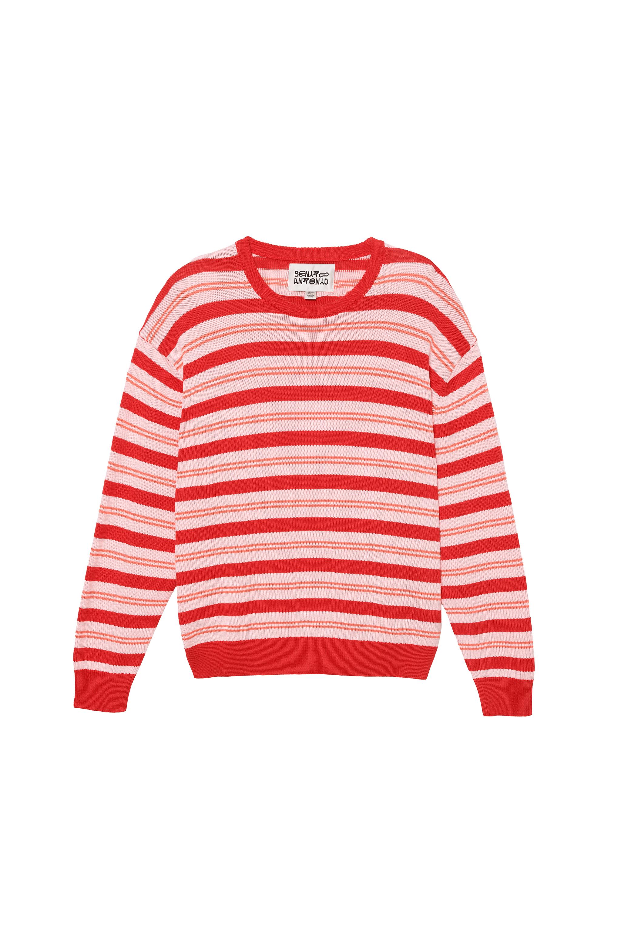 COTTON - LINEN STRIPED JUMPER — Reds