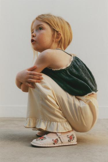 EMBROIDERED BALLET FLATS - Ecru White by Zara