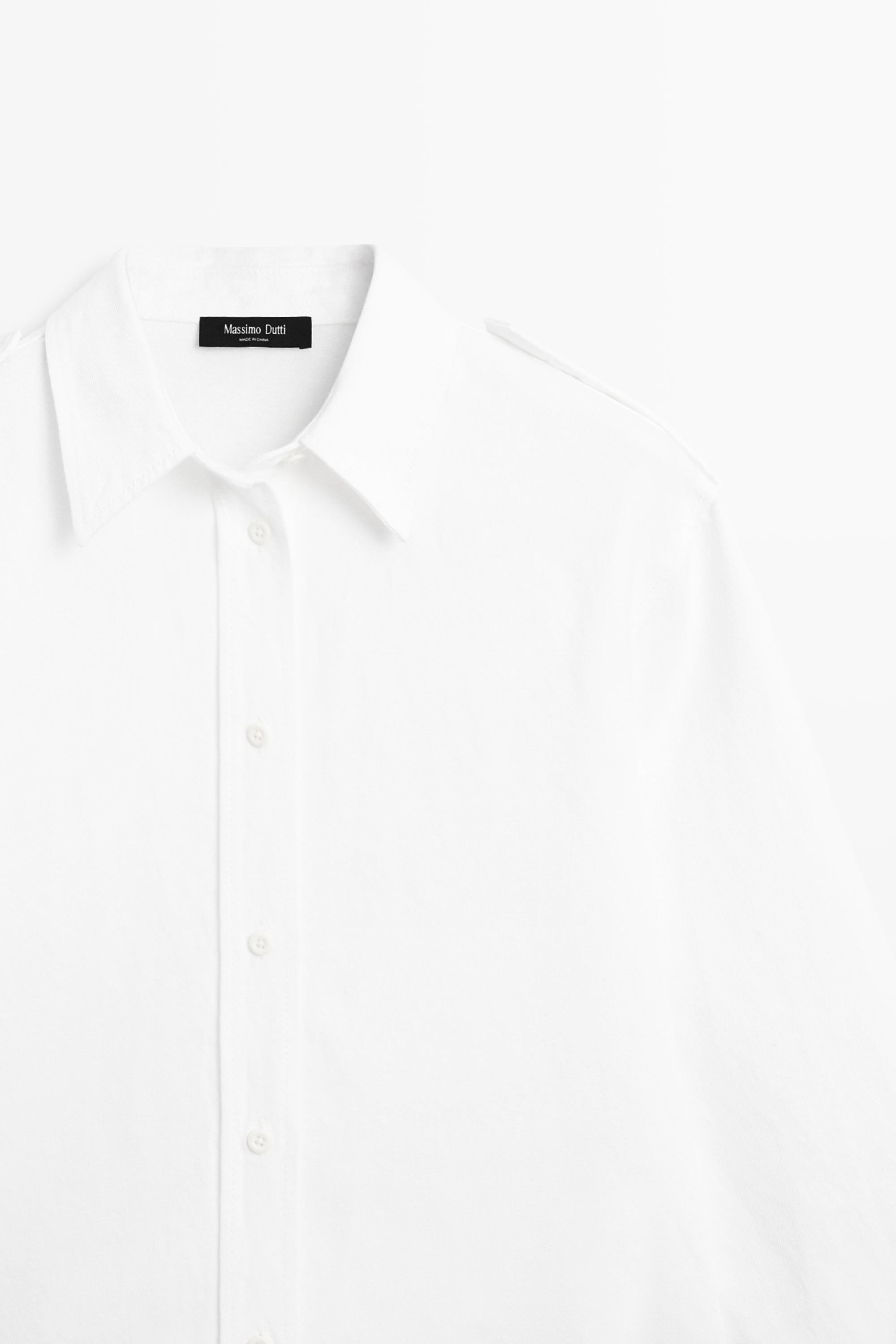 Cotton and linen blend shirt with shoulder detail