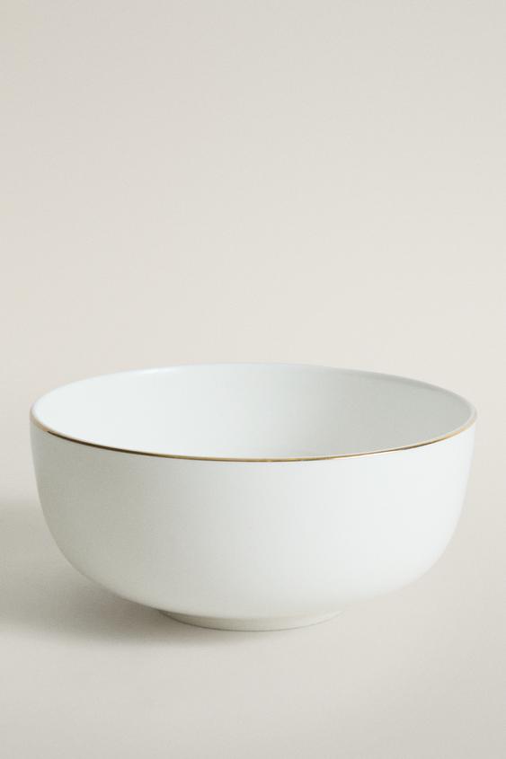 RIMMED BONE CHINA BOWL - Gold by Zara - Image 0