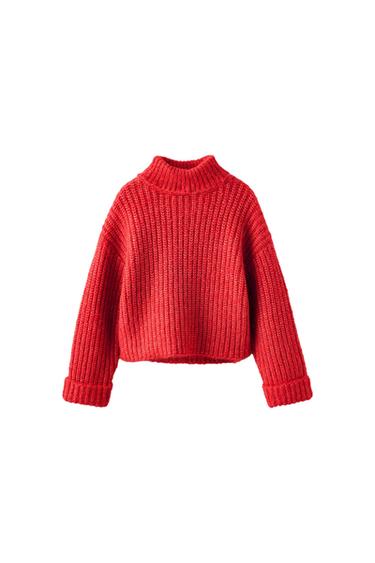 KNIT WRAP COLLAR SWEATER