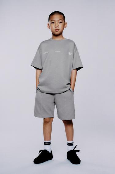 INTERLOCK T-SHIRT AND BERMUDA SHORTS CO-ORD - Grey by Zara