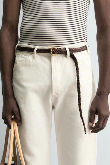 AARON LEVINE X ZARA 編み込みレザーベルトブラウン0ZaraのAARON LEVINE X ZARA 編み込みレザーベルト - ブラウン - 画像 0