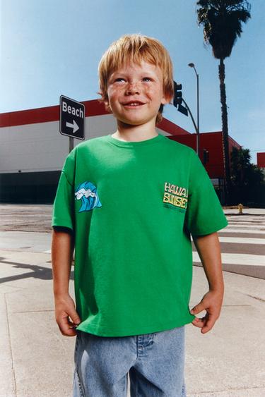 CAMISETA ESTAMPADA SURF - Verde de Zara
