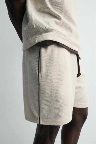 CONTRAST RETRO FOOTBALL BERMUDA SHORTS - Oyster-white by Zara - Image 4