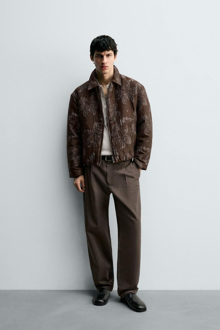 FLORAL JACQUARD JACKET Chocolate ZARA Canada