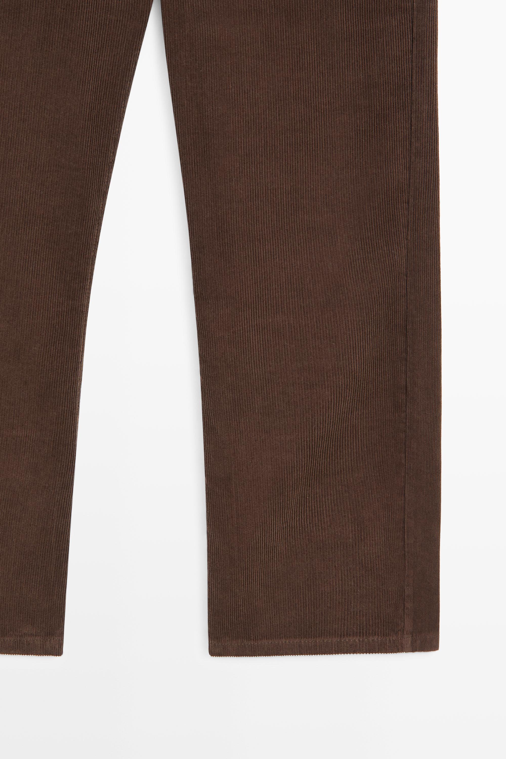 Micro-corduroy flare-fit pants - Chocolate | ZARA United States