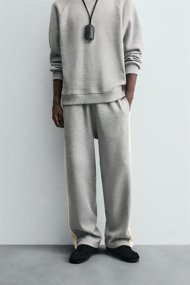 CALÇA JOGGER COM FAIXA CONTRASTANTE - Cinza-vigoré da Zara