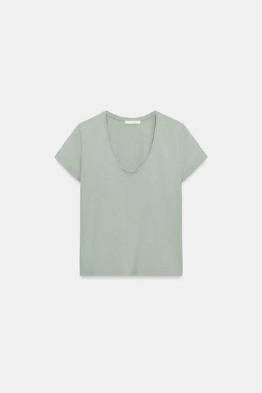 COTTON SHORT SLEEVE T-SHIRT - Light blue by Zara - Image 0