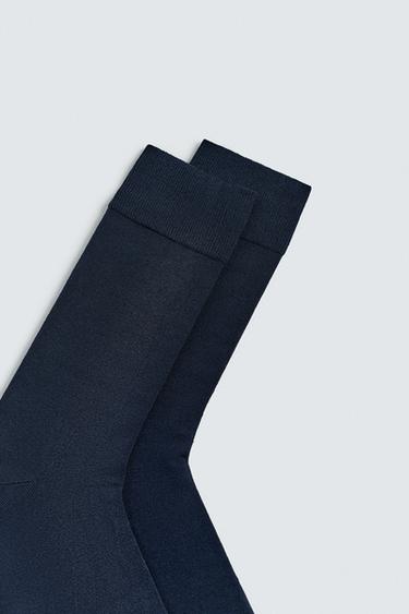 CHAUSSETTES MERCERISÉES EN COTON - Bleu marine de Zara - Image 2