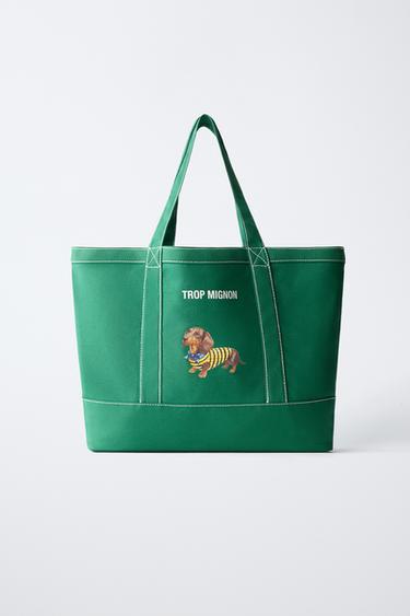 SHOPPER PRINT CHIEN - Vert de Zara