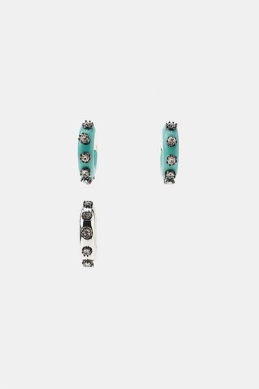 PACK OF RHINESTONE HOOP AND EAR CUFF EARRINGS - Multicoloured by Zara