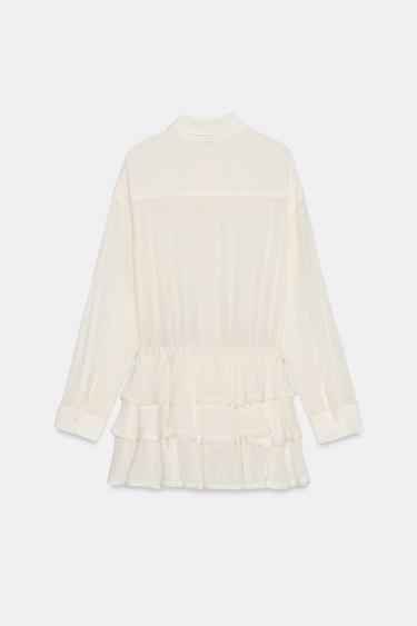 ROBE COMBINAISON EN GAZE À VOLANTS - Écru de Zara - Image 2