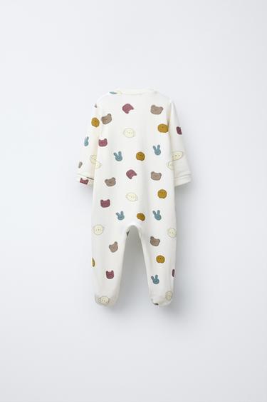 0-18 MONTHS/ WARM ANIMAL PRINT SLEEPSUIT - Ecru by Zara - Image 1