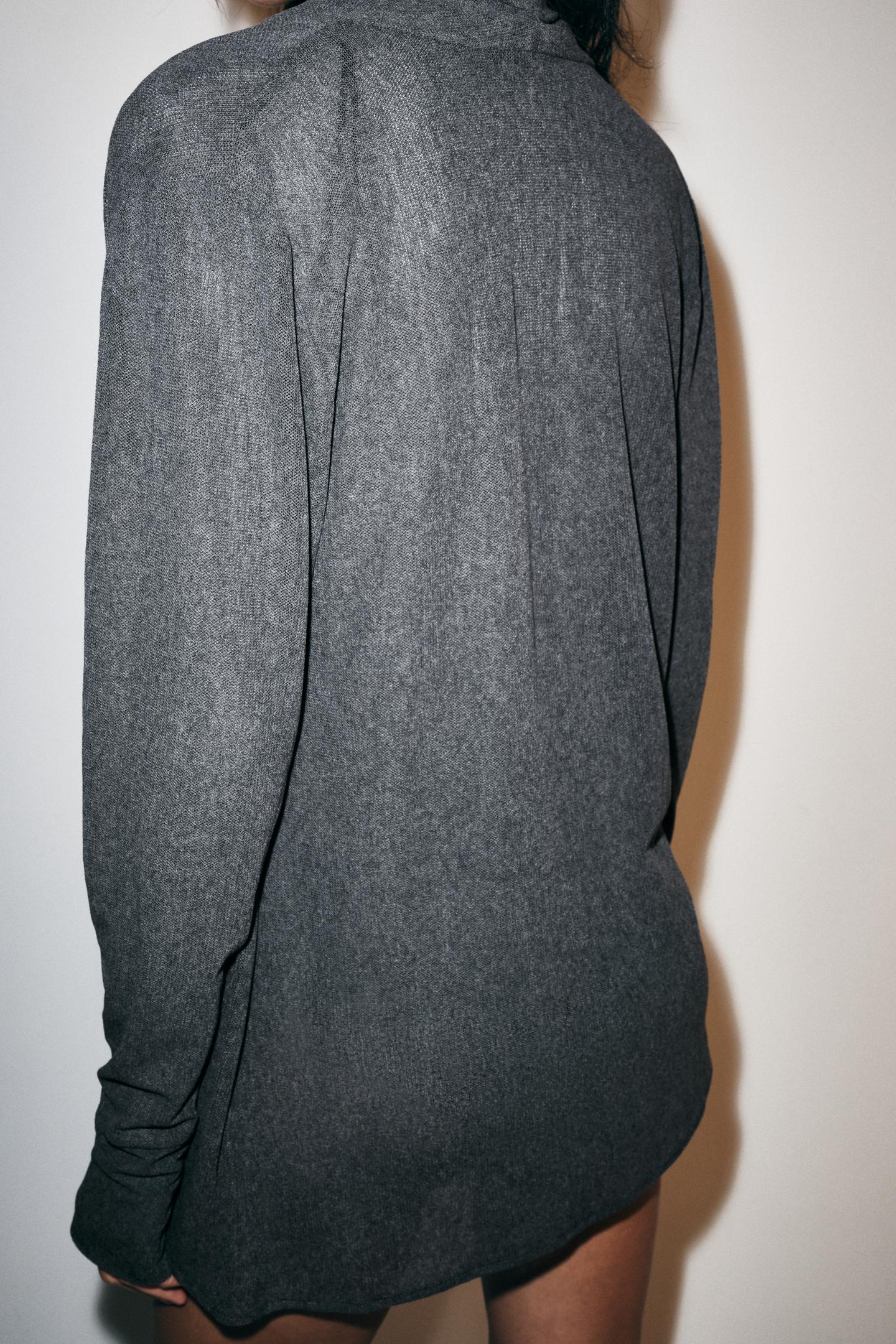Женский топ Zara Wrap Knit Top, цвет: Серый меланжевый — фото 3