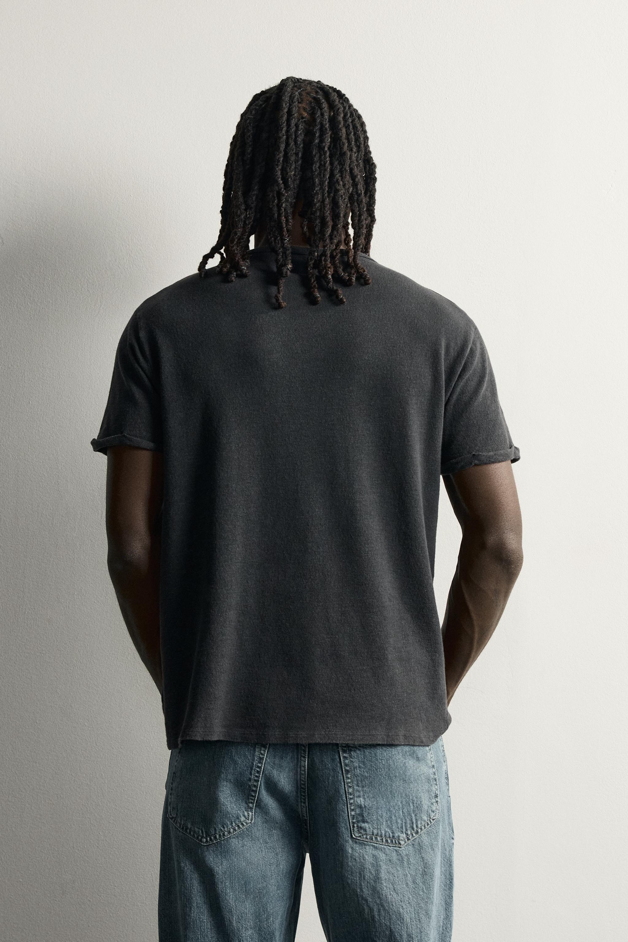 Zara YIKAMA EFEKTLİ BASKILI ÖRGÜ T-SHIRT görsel 3