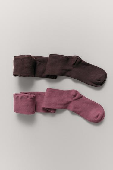 Zara TWO-PACK OF PLAIN TIGHTS - Brown