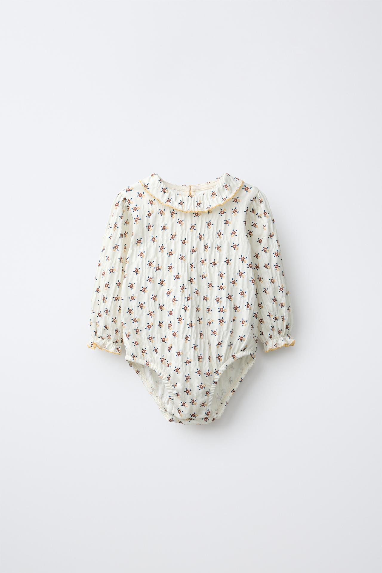 FLORAL TEXTURE BODYSUIT — Ecru