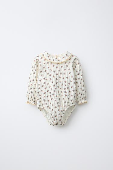 FLORAL TEXTURE BODYSUIT — Ecru 1