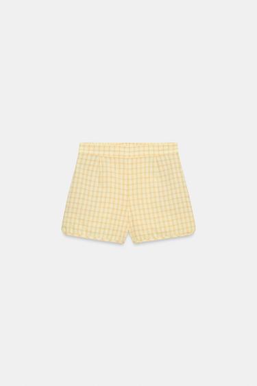 SHORT À CARREAUX - Jaune de Zara - Image 7